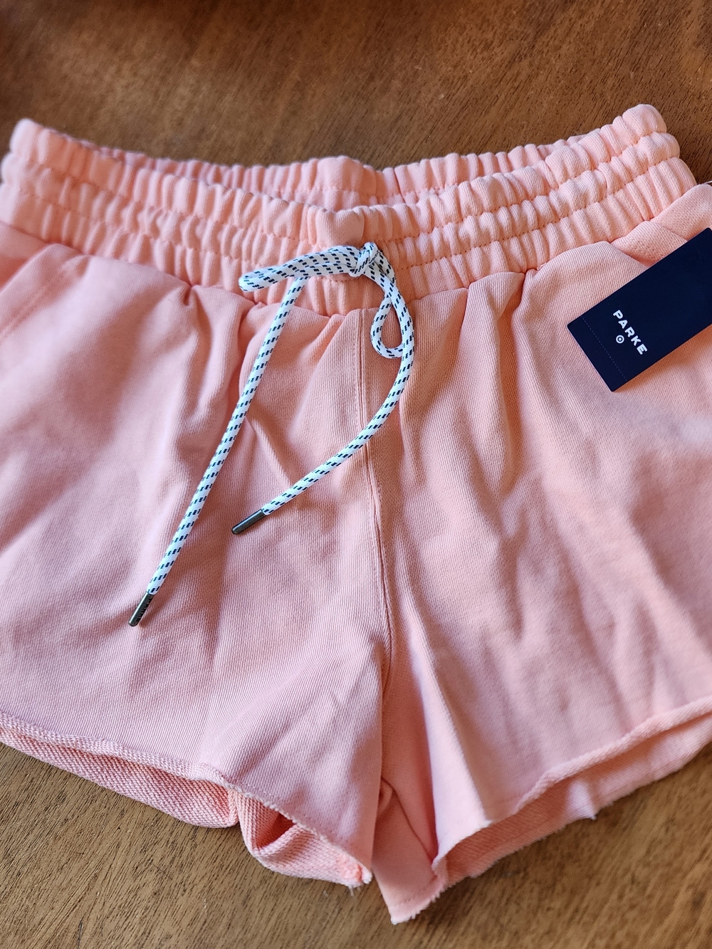 Parke Peach Elastic-Waist Athletic Shorts with Drawstring. NWT
